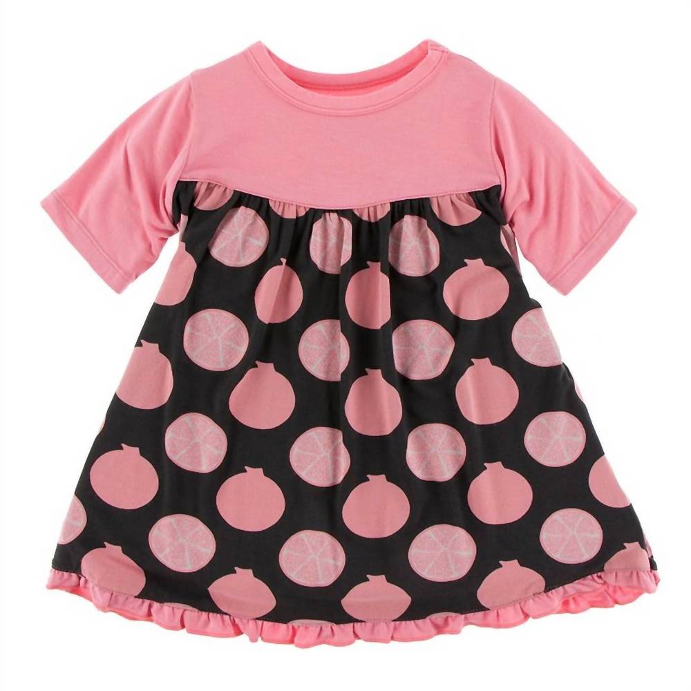 NEW KICKEE girls' short sleeve swing dress in zebra pomegranate